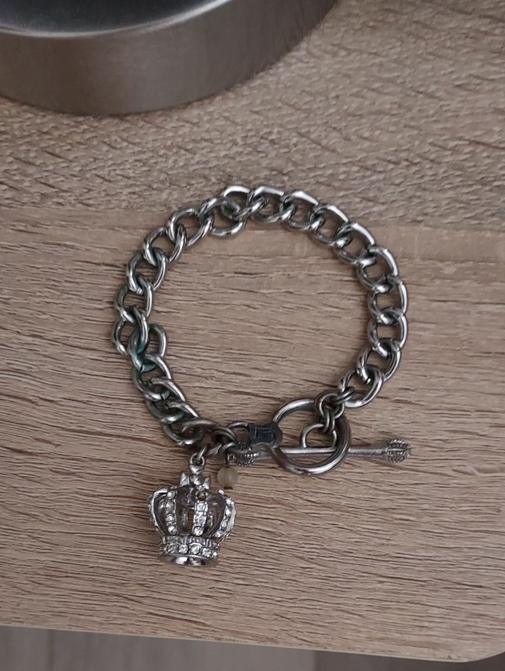 Juicy Couture Silver-Tone Crown Charm Chain Bracelet for Women